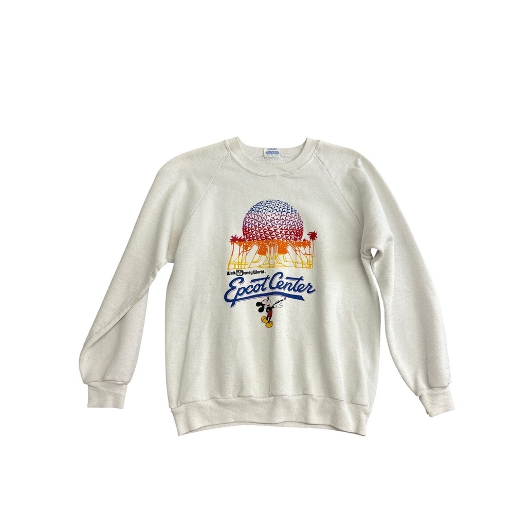 Vintage Disney Epcot Center Mickey Mouse Sweatshirt White 80s USA Medium‎ 1574